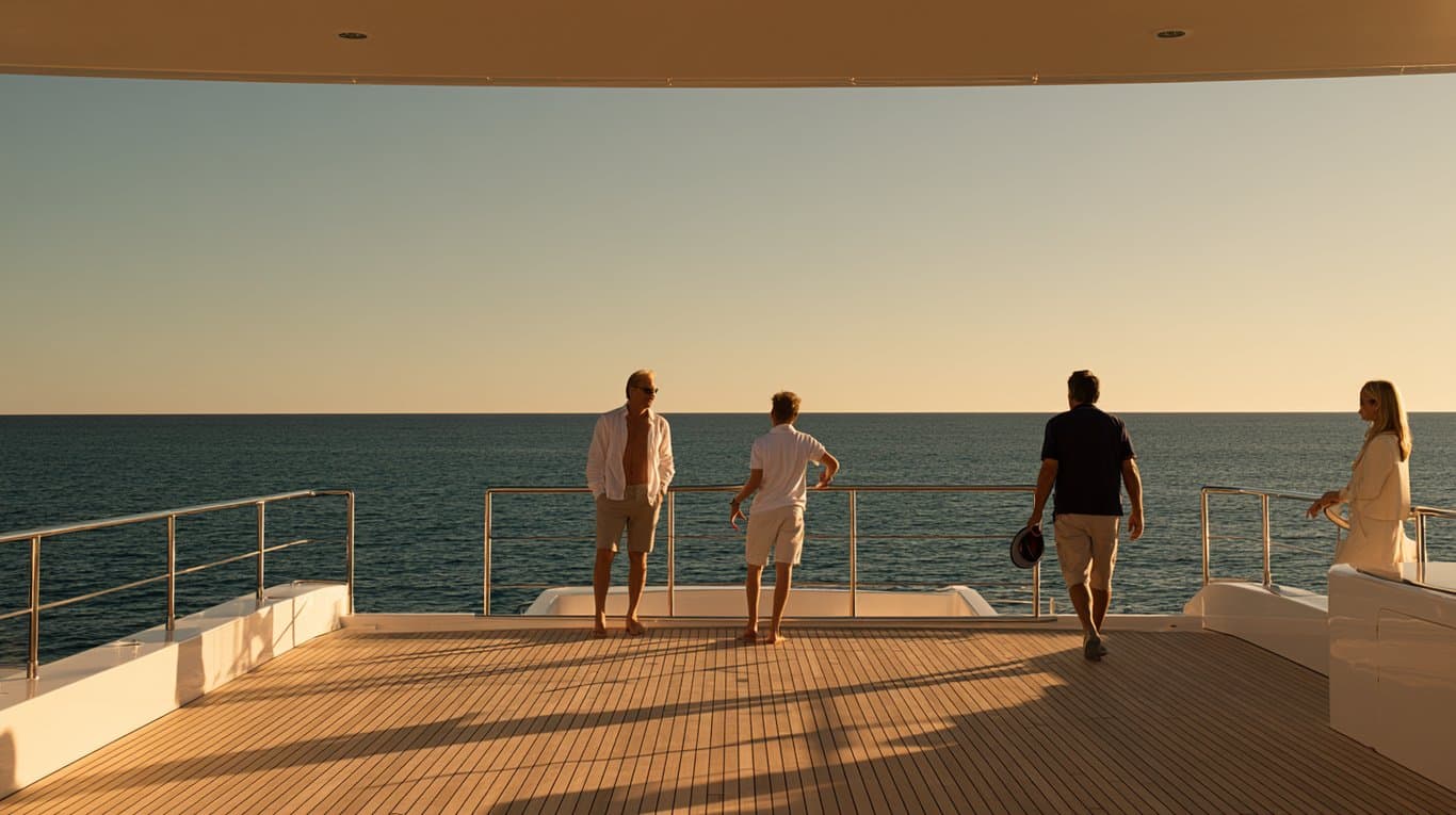Flat Blue Water and a Scratch on the Teak