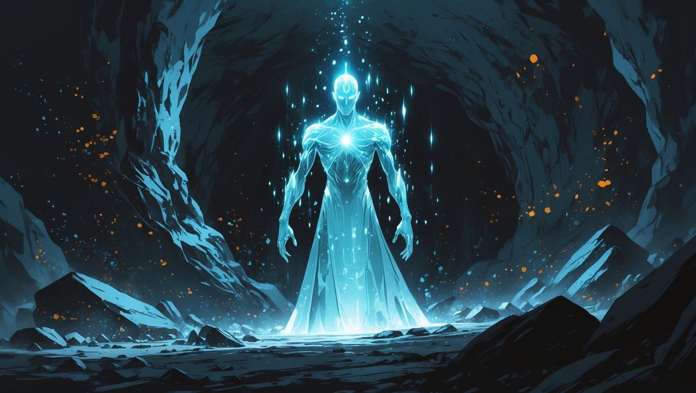 Overcome the Luminescent Guardian within the cavern.